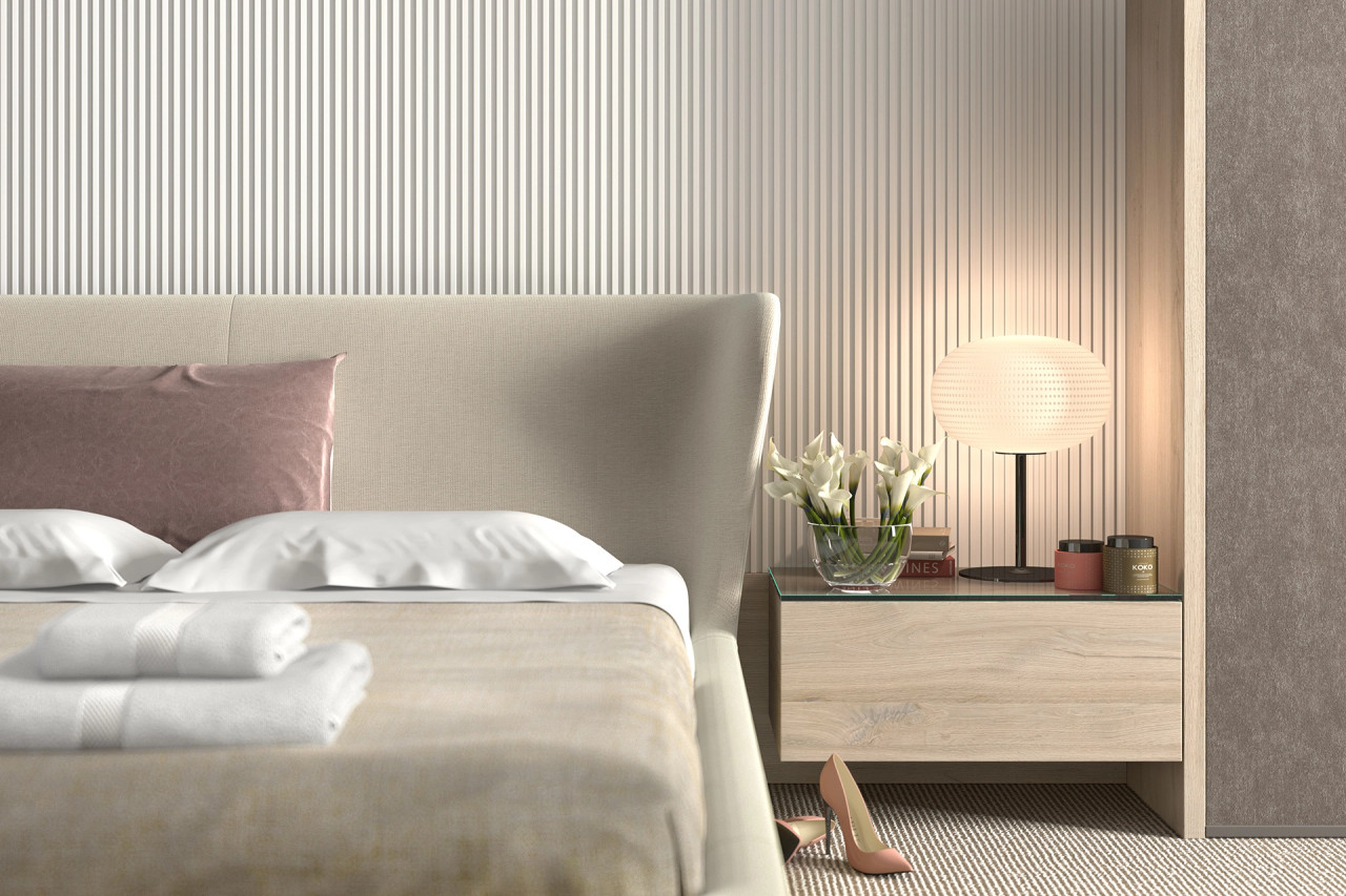 Lamelle murale Stretto blanche mate, 270 cm, finition lisse et moderne
