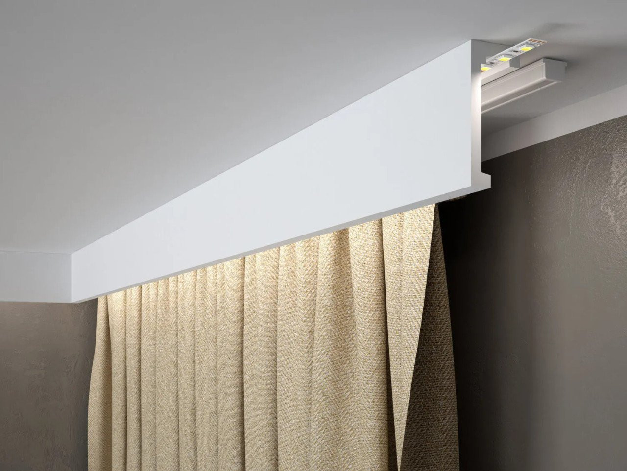Cache Tringle à Rideau  QL026T 200cm Blanc Mate