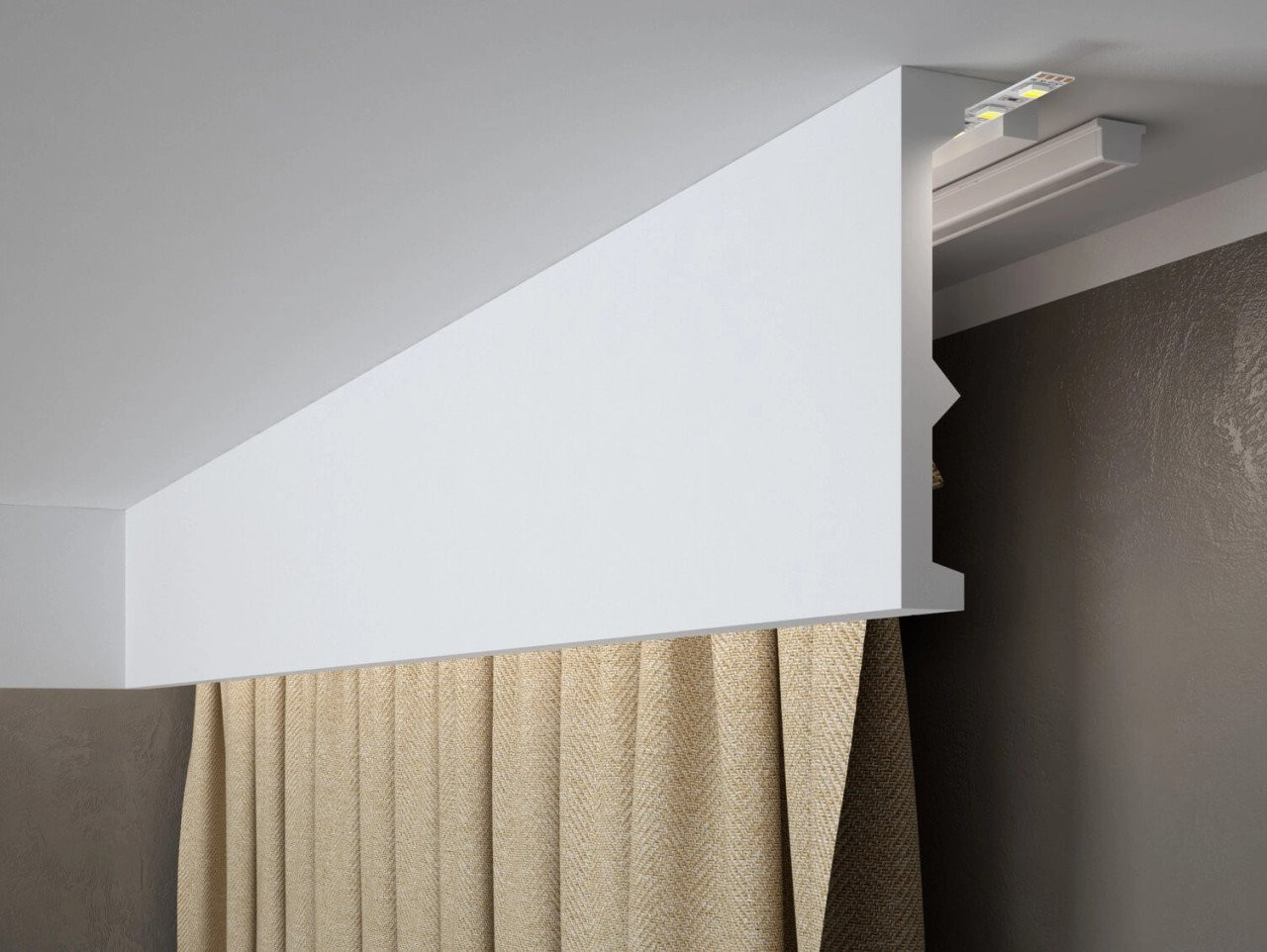 Cache Tringle à Rideau  QL056T 200cm Blanc Mate