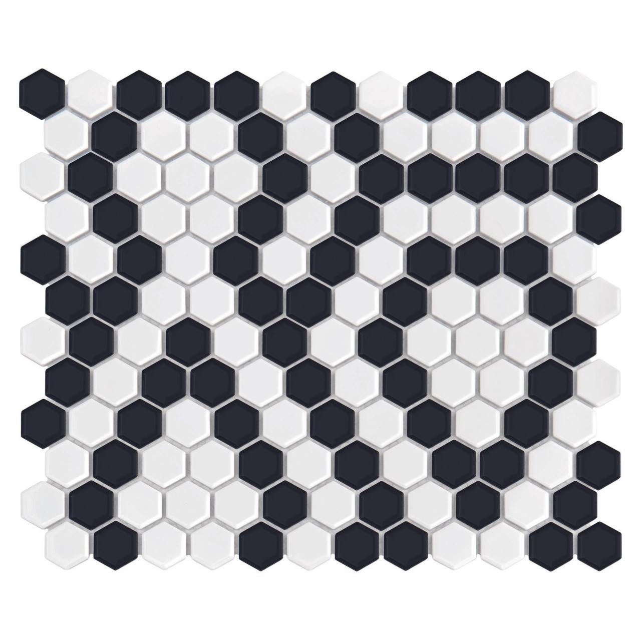 Mosaïque Mini Hexagone N&B Dentelle Premium Mat