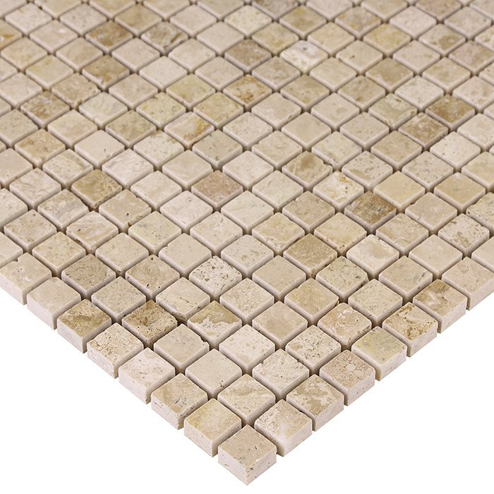 Mosaïque carrée travertin naturel 15 mm