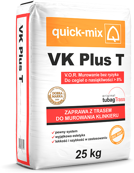 Mortier VK Plus T avec trass pour maçonnerie en briques recuites, gris