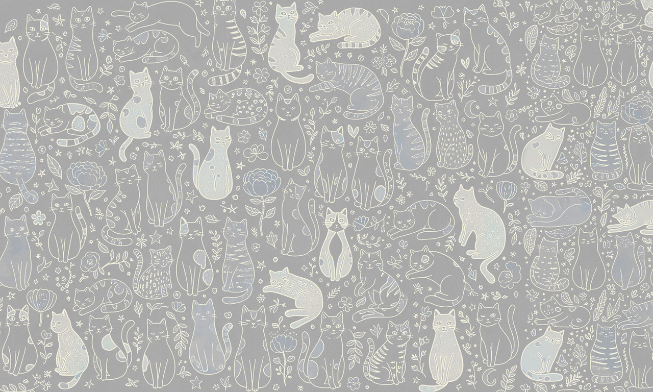 Papier peint enfant Happy Cats Gris Chaud
