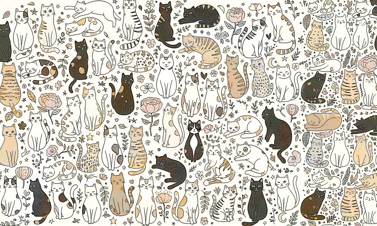 Papier peint enfant Happy Cats Mix Chaud