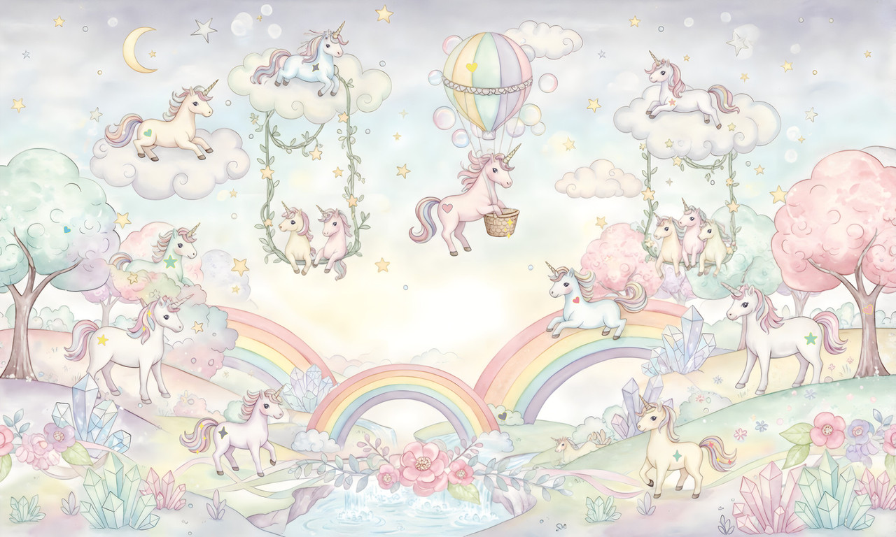 Papier peint enfant Magic Unicorns