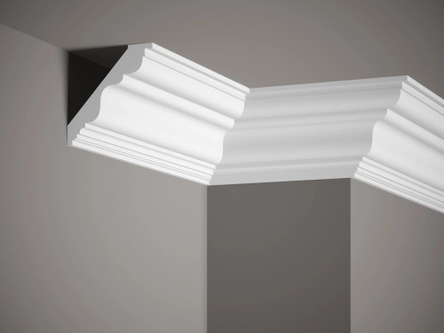 Corniche de plafond blanc mate en Profoam, dimensions 200x10x10 cm  
