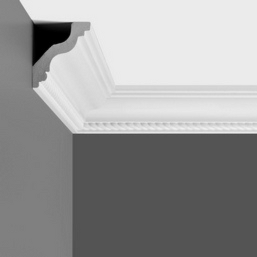 Vue frontale de la corniche de plafond COR-051 en polystyrène