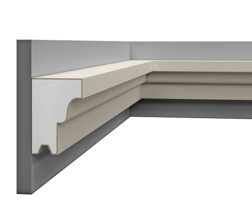 Corniche LP 007 en polystyrène extrudé, vue de face.