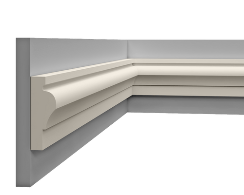 Moulure multifonctionnelle LP 025 vue de face, profilé en PVC blanc, finition lisse, adapté aux revê