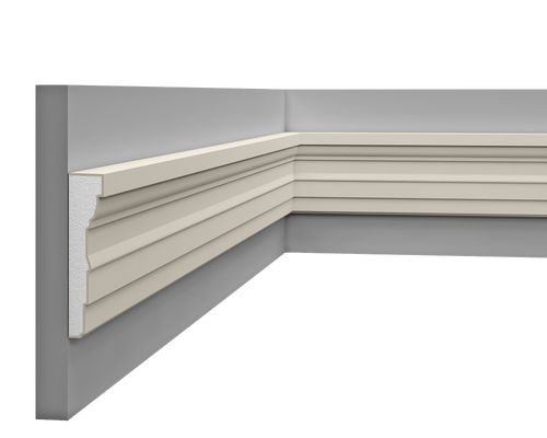 Moulure multifonctionnelle LP 028 en styrodur, finition moderne pour intérieurs.