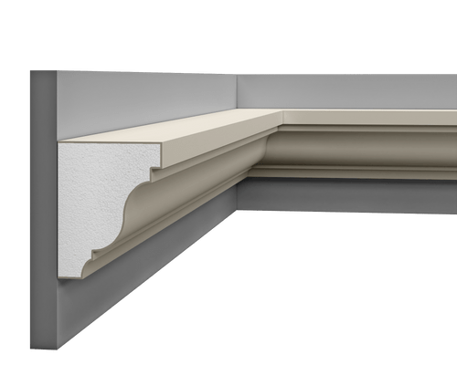 Corniche LP 038 en polystyrène, vue extérieure détaillée.