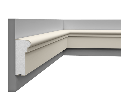 Moulure décorative LP 059 en styrodur, finition blanche, idéale pour l'intérieur.