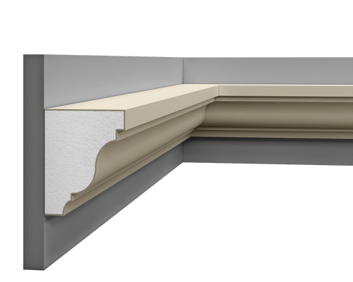 Corniche LP 176 en polystyrène, vue en perspective.