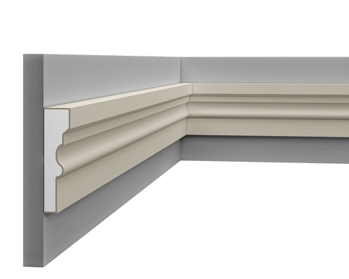 Moulure LP 212 en polystyrène, finition blanche, adaptée aux plafonds et murs.