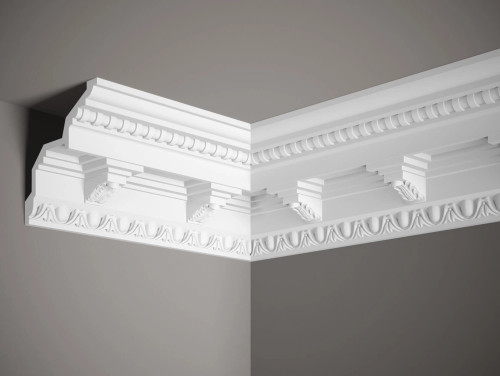 Corniche de plafond blanc mate en Profoam, style épuré et moderne