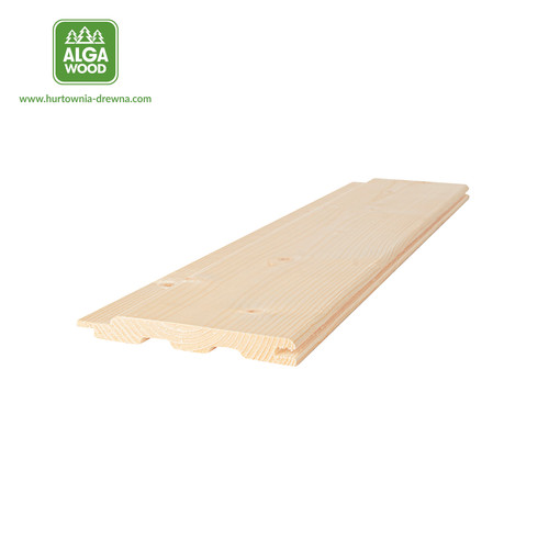 Vue latérale de la planche d'épicéa 1,2 × 12 cm Softline Classe C, finition lisse et uniforme.