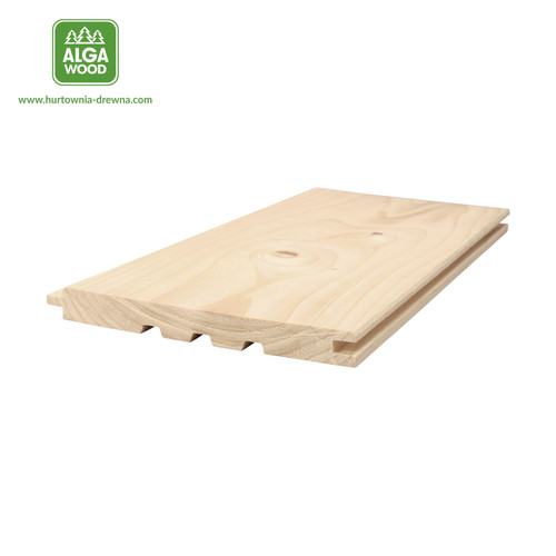 Vue de face du plancher épicéa classe AB, dimensions 2,1 x 19,6 cm, avec biseau.