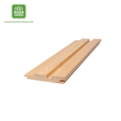 Vue latérale du lambris en mélèze de Sibérie double losange, 2,4 cm x 14,6 cm, classe AB