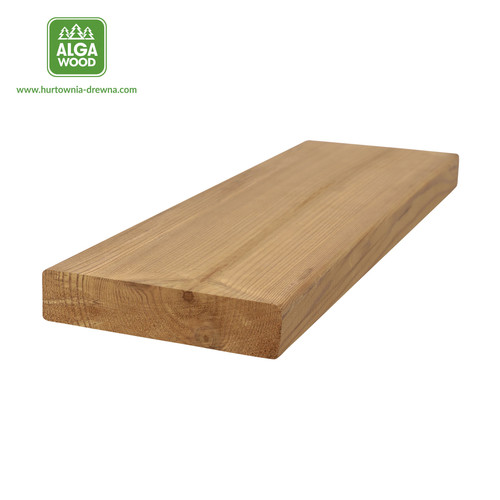 Vue de face montrant la surface lisse et uniforme de la lame en pin thermo, dimensions 2,6 x 11,7 cm