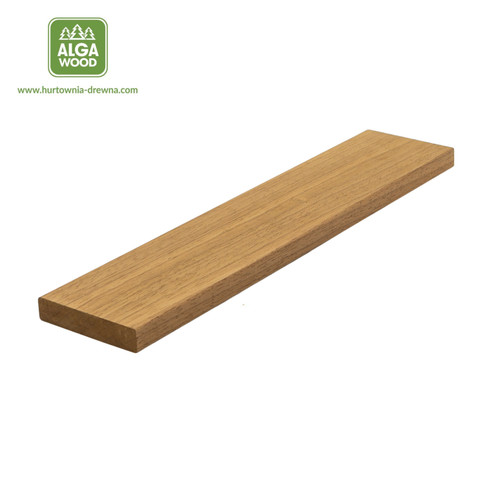 Planche d'Abachi thermo-traité 1,8×9 cm, finition S4S, aspect naturel — vue de face.