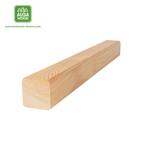Vue latérale d'une solive carrée en mélèze de Sibérie 4,5 x 4,5 cm, classe AB.