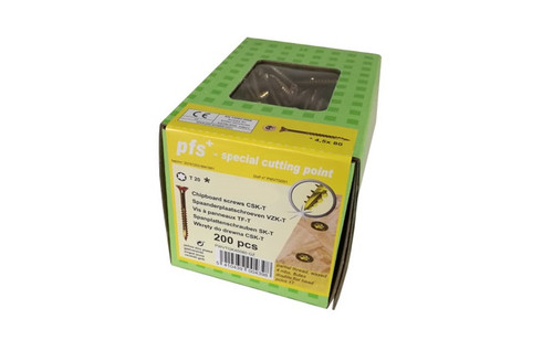 Vis à bois zinguée jaune 5 × 6 cm TORX 25 – paquet de 200 pièces