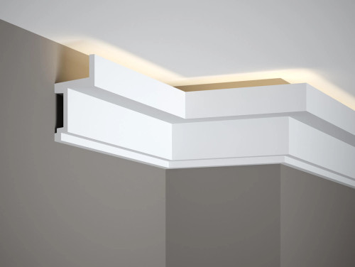 La bande lumineuse MDB115 est un profilé géométrique contemporain avec une section transversale unique. La Lituanie peut être utilisée avec une barre lumineuse à LED. Le matériau ProFoam à partir duquel il est fabriqué est léger, durable et imperméable.