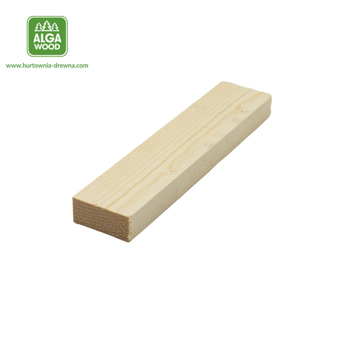 Planche rabotée en pin épicéa scandinave, dimensions 2 × 4,5 cm, classe AB – vue de face montrant le