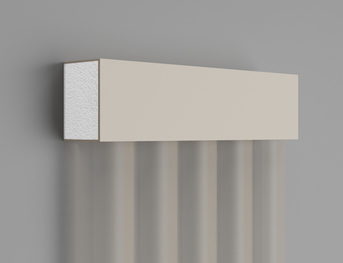 Vue de face de la bande LED 3D LP 506 sur support styrodur, éclairage activé.