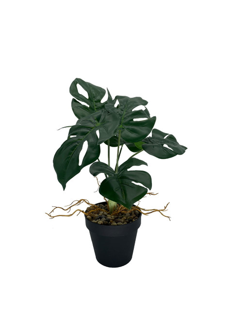 Plante Monstera artificielle 39 cm en pot décoratif, vue globale.