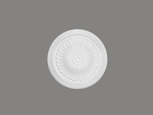 La rosace de plafond B3029 est un décor utilisé pour la décoration efficace des espaces de plafond et le masquage de leurs cavités. Ce décor de taille moyenne présente un motif de fleurs en relief, terminé par un motif cannelé et ondulé qui court le long de l’extérieur du cercle.