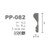 Moulure murale PP-082 en coupe transversale, détail des dimensions et structure.