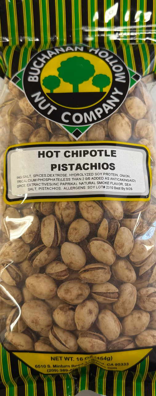 Hot Chipotle Pistachios 16 oz - Buchanan Hollow Nut Company