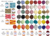 DMC Happy Cotton shade chart 40 original colours plus 4 variegated prints and 6 skin tones