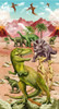 March of the Dinosaurs fabric panel by Lori Anzalone for StudioE