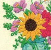 Dimensions Floral Jar Needlepoint Embroidery Kit with fabric, pattern, needle, threads & Bamboo Hoop - 6" diameter