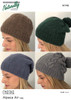 N1745 Teen or Adult beanies and slouch hats knitting pattern in 4 styles knitted in Alpaca Air 12ply