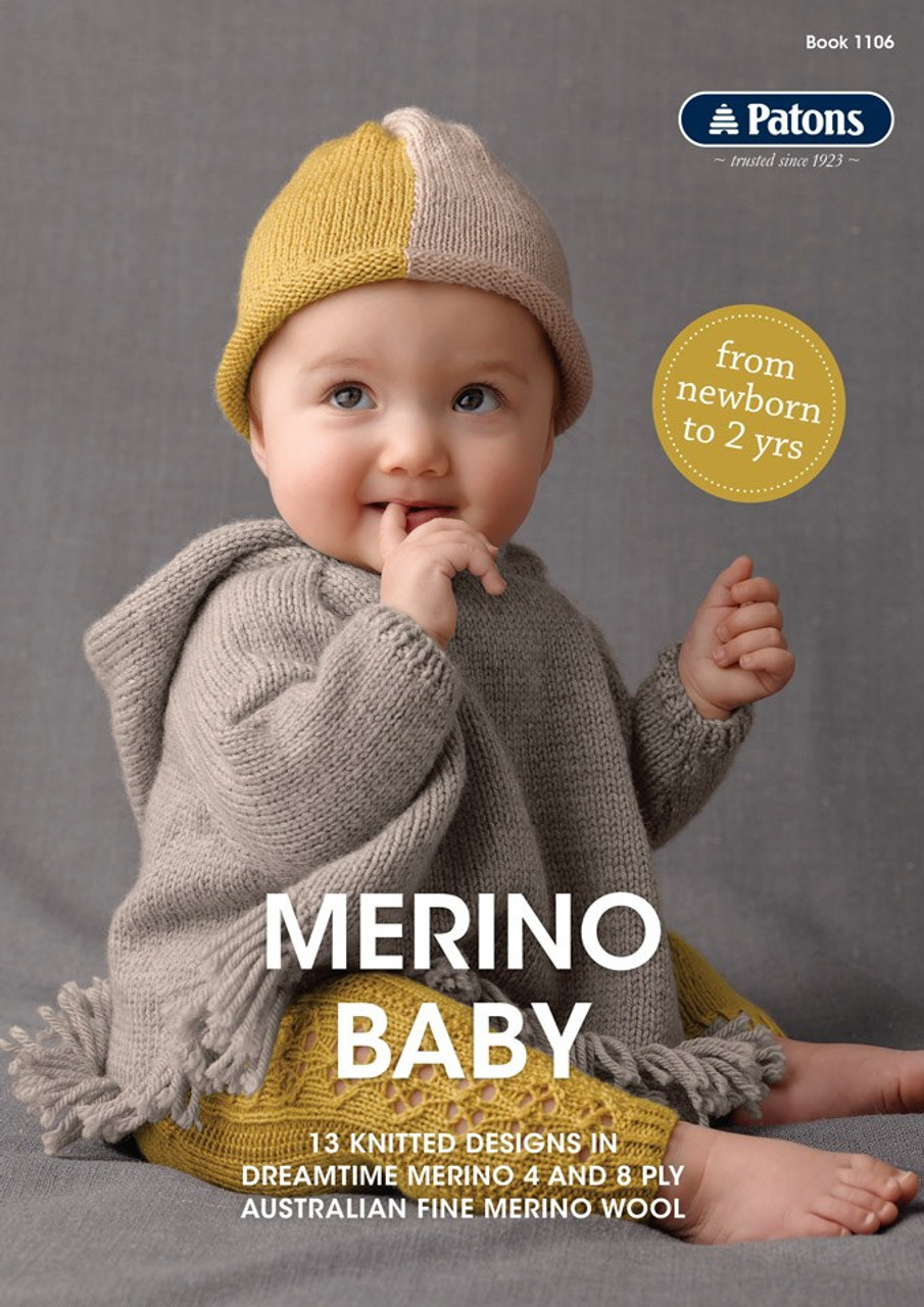Patons 1106 Merino Baby - 13 designs in 4ply & 8ply for 0 to 24 months