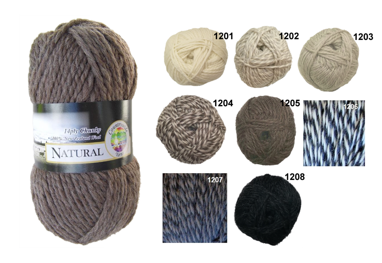 Countrywide Naturals 14ply 100% NZ  Wool 100 gram 115metres