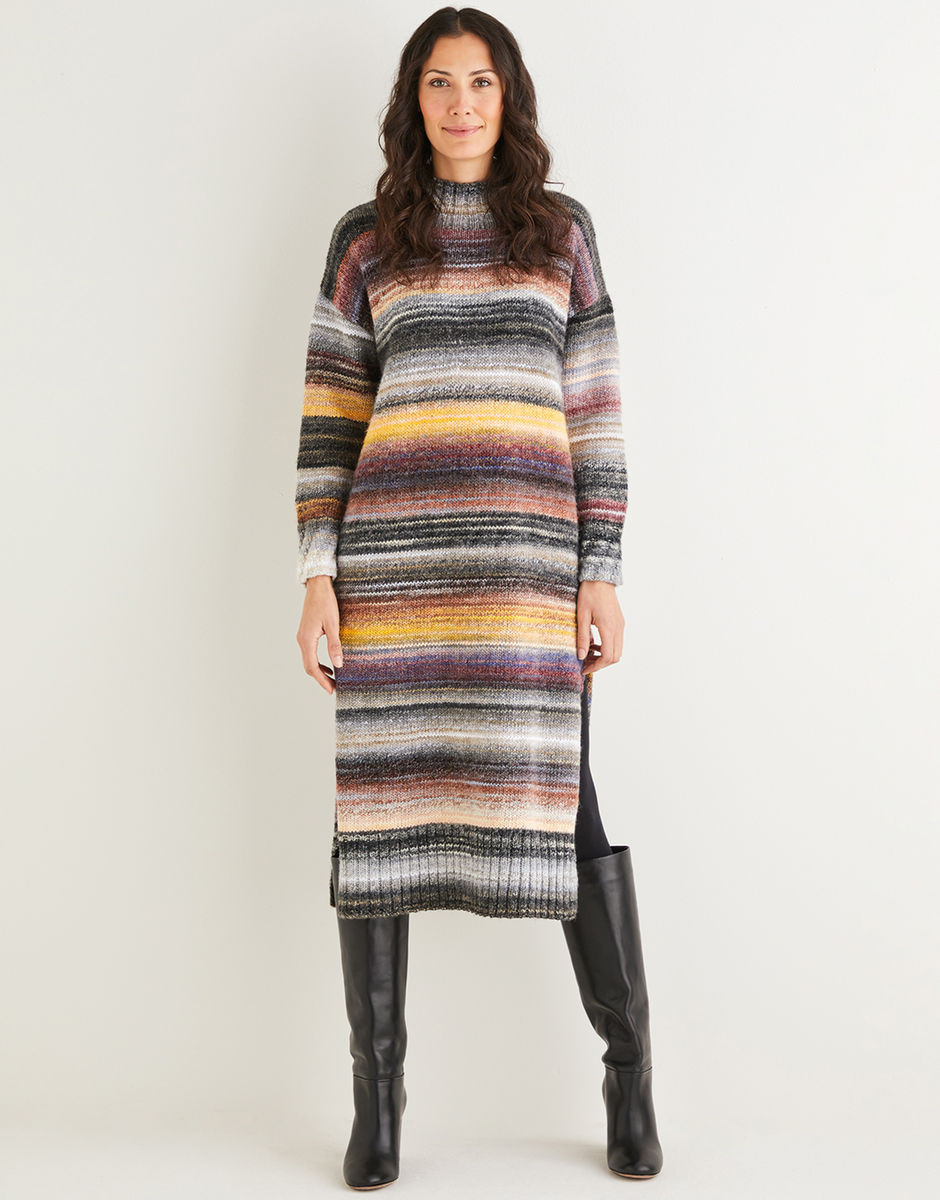 10137 Tunic Dress Sizes 32" to 54" in Jewelspun 10ply Pattern