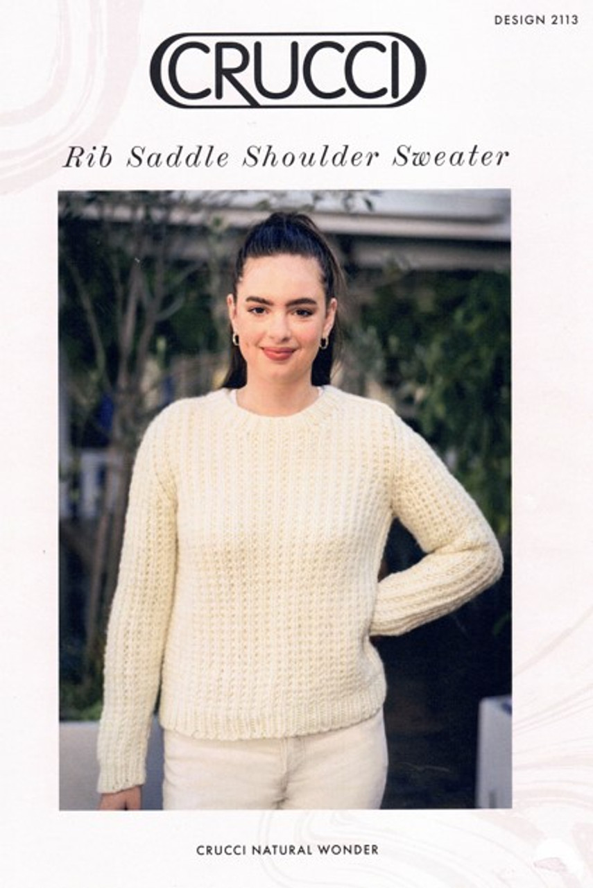 2113 Ribbed Sweater with saddle shoulder in super-bulky yarn (9.00mm needles) - knitting pattern image