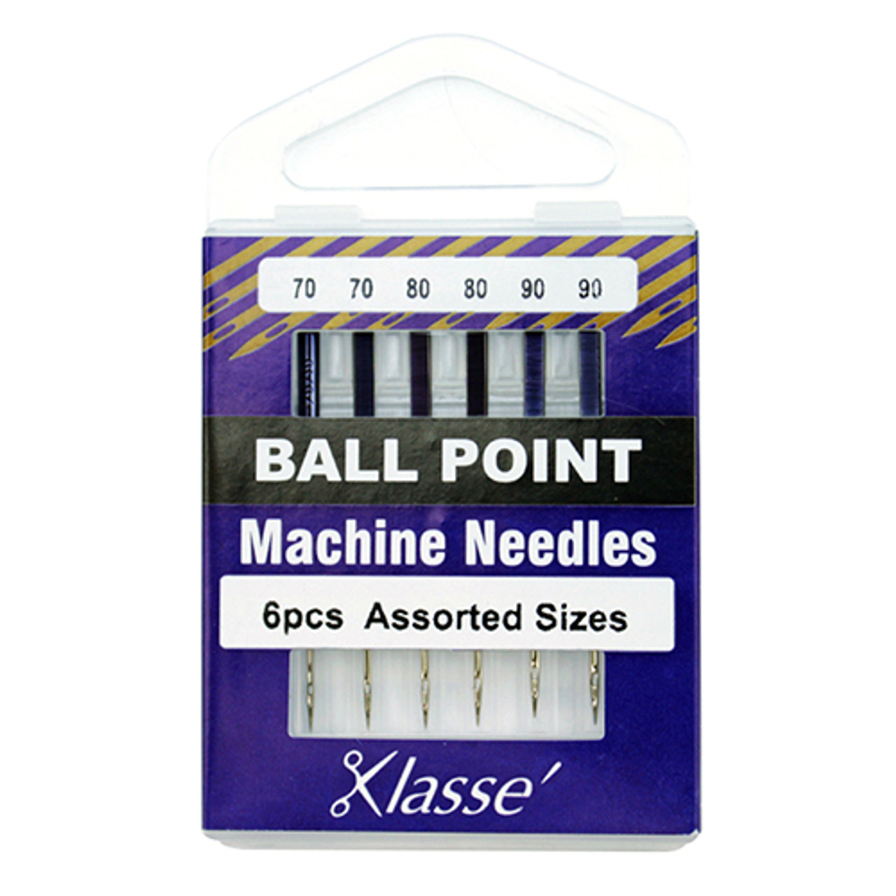 Klasse Machine Needles; Ballpoint - 6 piece Assorted 2x70 2x80 2x90