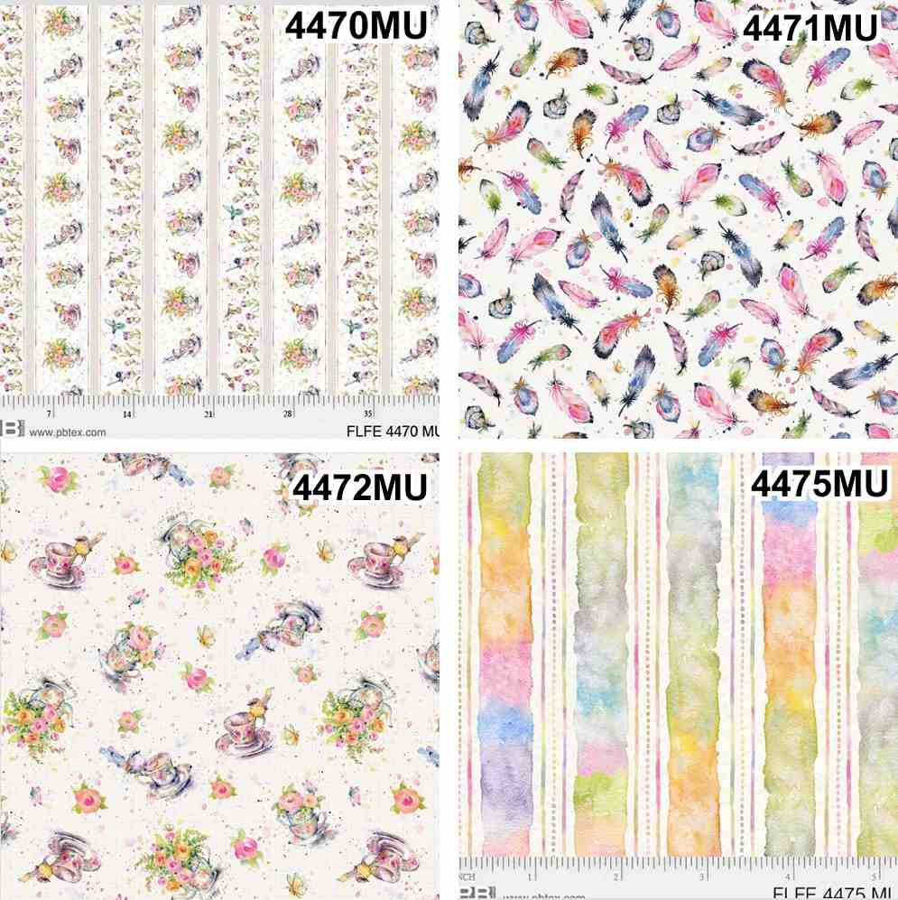 Flowers & Feathers - quilting fabrics -  by Sillier than Sally