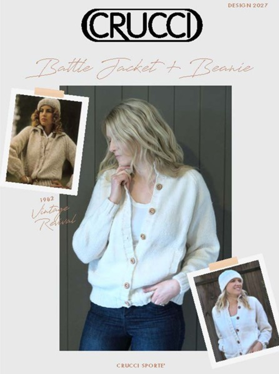 2027 Unisex Vintage Cardi Jacket with raglan sleeves pockets & Hat 14ply sizes S to XXL - knitting pattern image