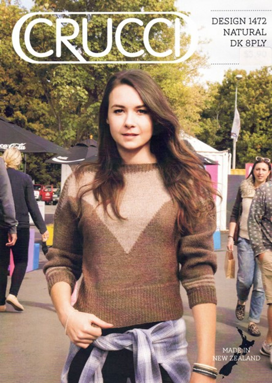 1472 Retro v pattern sweater in 8ply - sizes XS to XXL - knitting pattern image