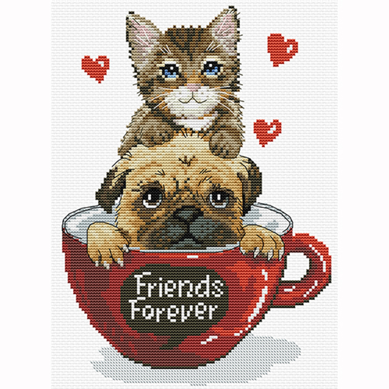 No Count Cross-stitch  Kit: Friends Forever 28cm x 35cm 14Aida