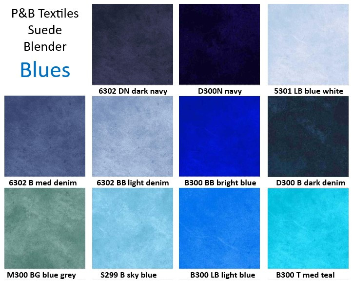 P&B Basics - tone-on-tone suede-look 100% Cotton blender patchwork and quilting fabric blues