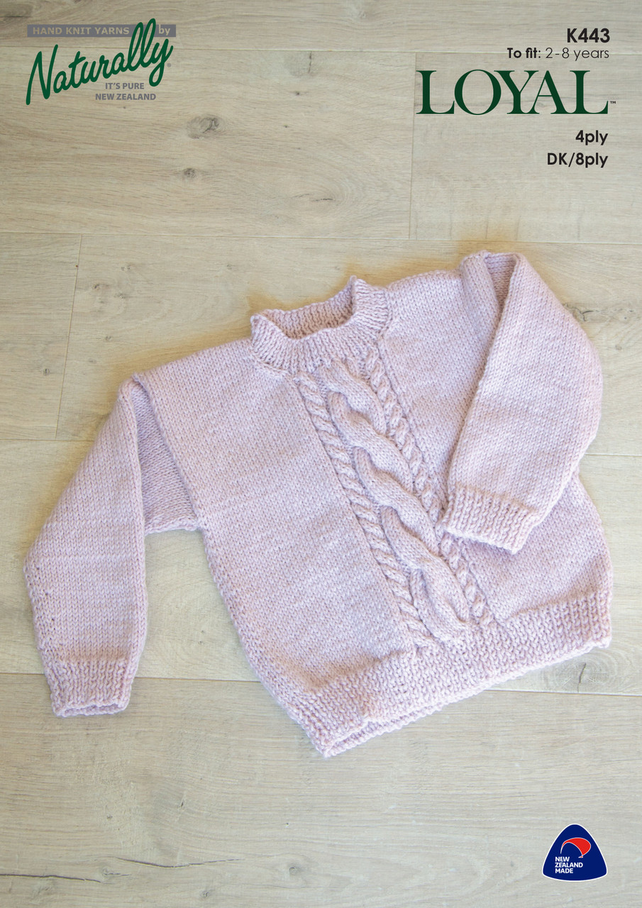K443 Cable panel jumper in 4ply or 8ply ages 2 to 8 years - knitting pattern