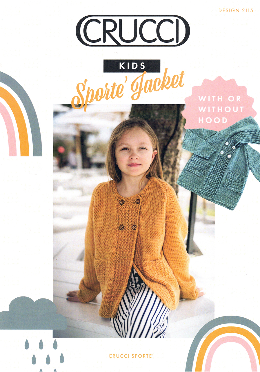 2115 Kids Cardi-Jacket with pockets & optional hood in 14ply ages 2 to 10 years