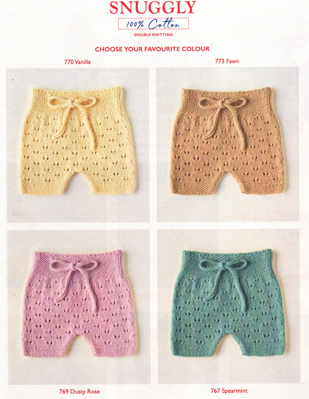 5377 Sirdar/DMC Shorts & Leggings in Baby Cotton 8ply - 0 to 2 years